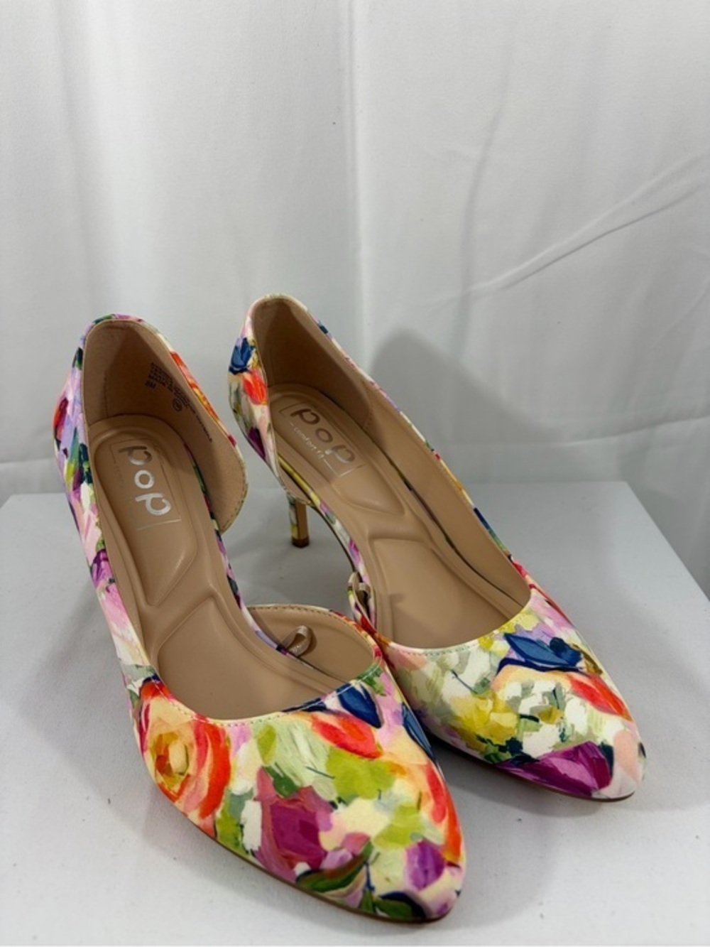 NWT pop Women’s Size 8 Floral Multicolor Pointed-Toe Heels